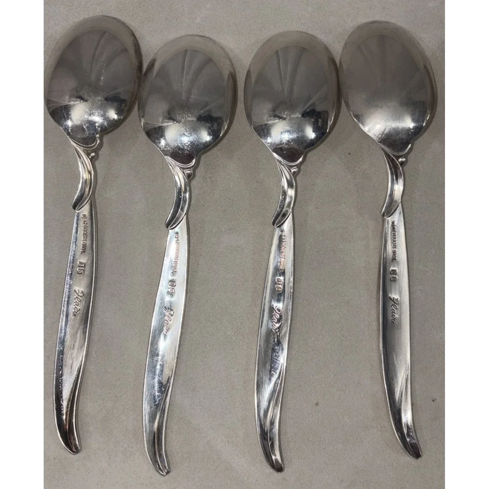 Set of 8 1847 Rogers‎ Bros Teaspoons Flair Pattern Silverplate Flatware 6 3/4 In